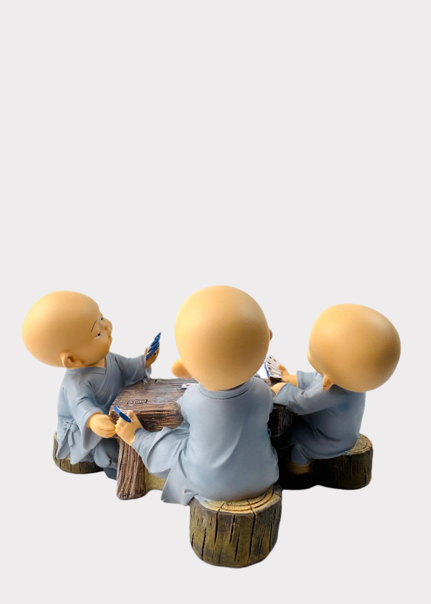 Little Monks Playing Cards Figurine