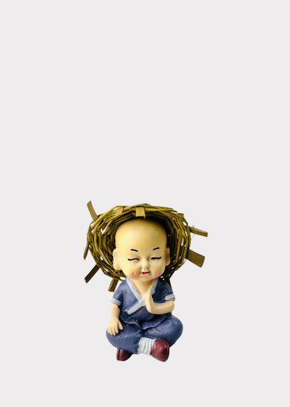 Straw Hat Little Monks Figurine Set