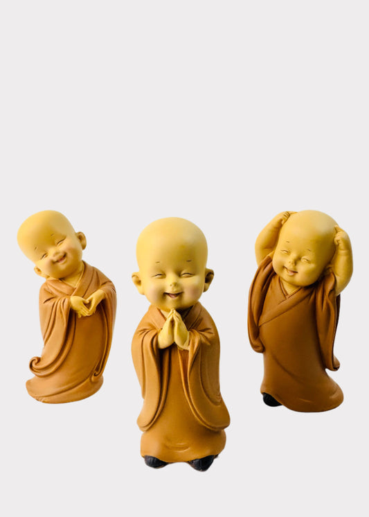 Smiling Little Monks Standing Figurine Set
