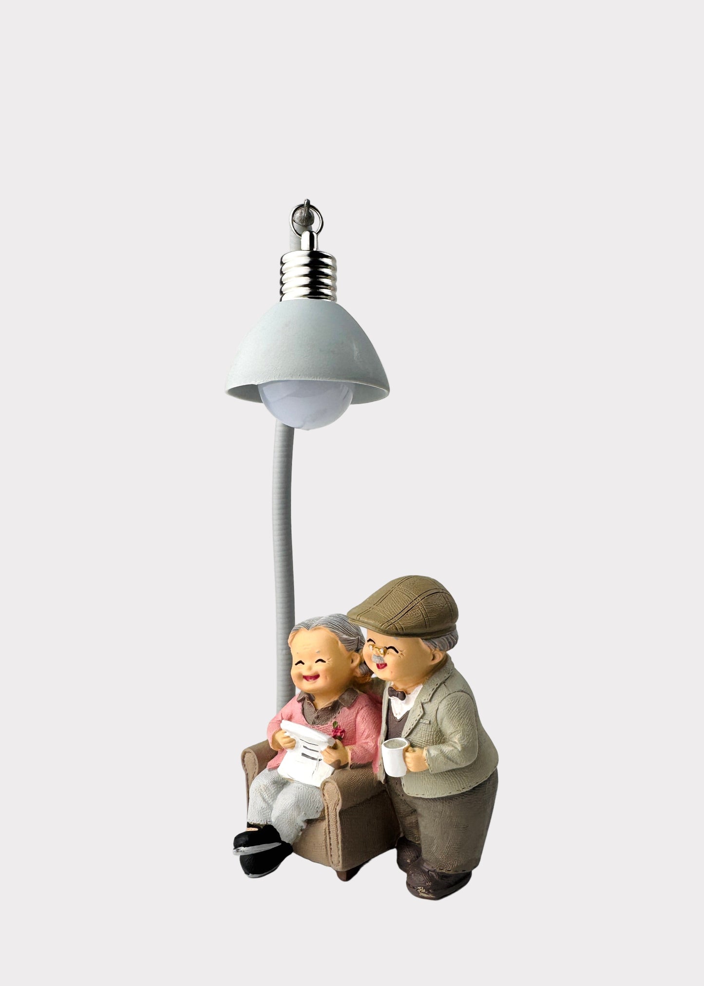 Cozy Grandparents Reading Lamp Figurine