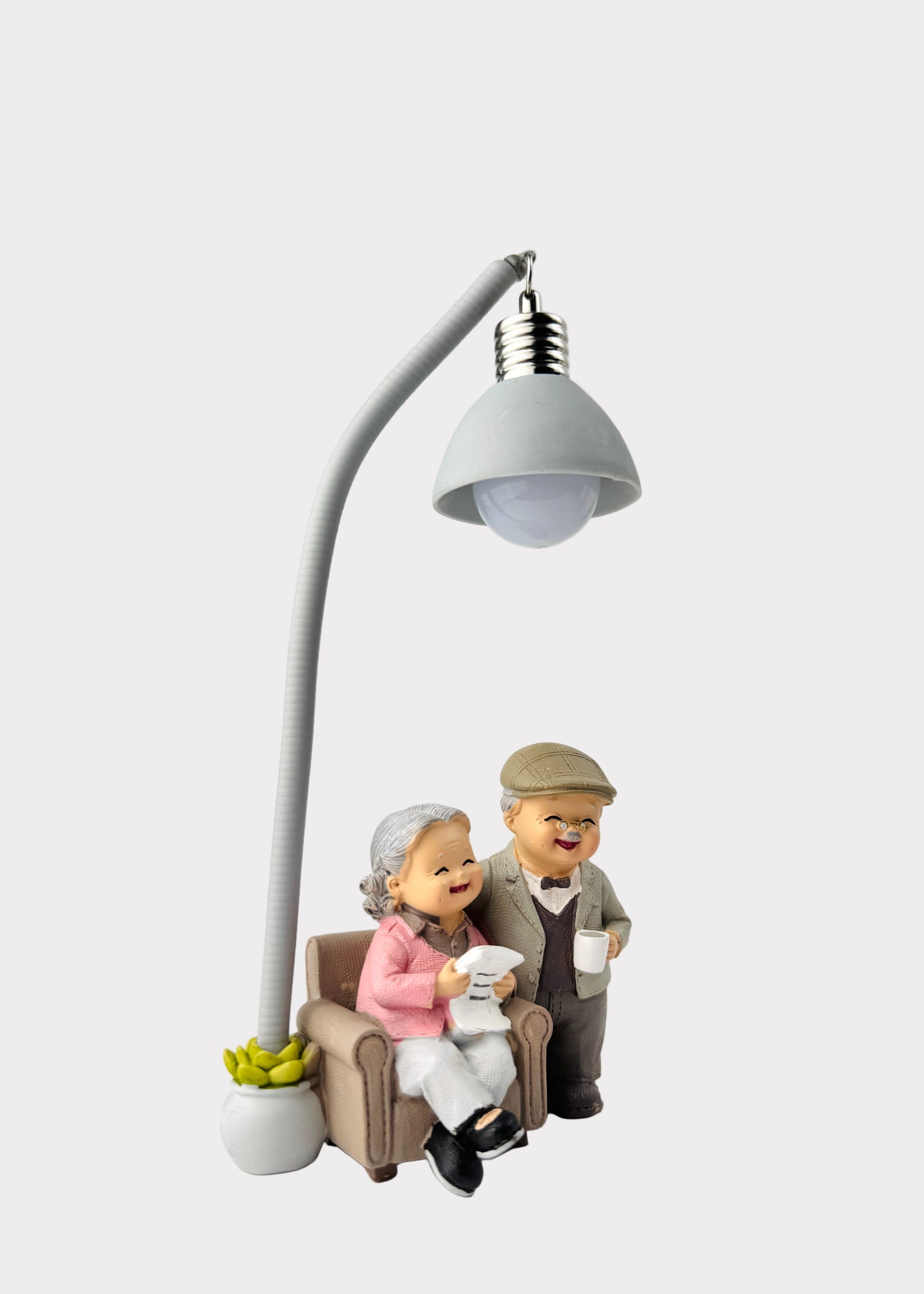 Cozy Grandparents Reading Lamp Figurine