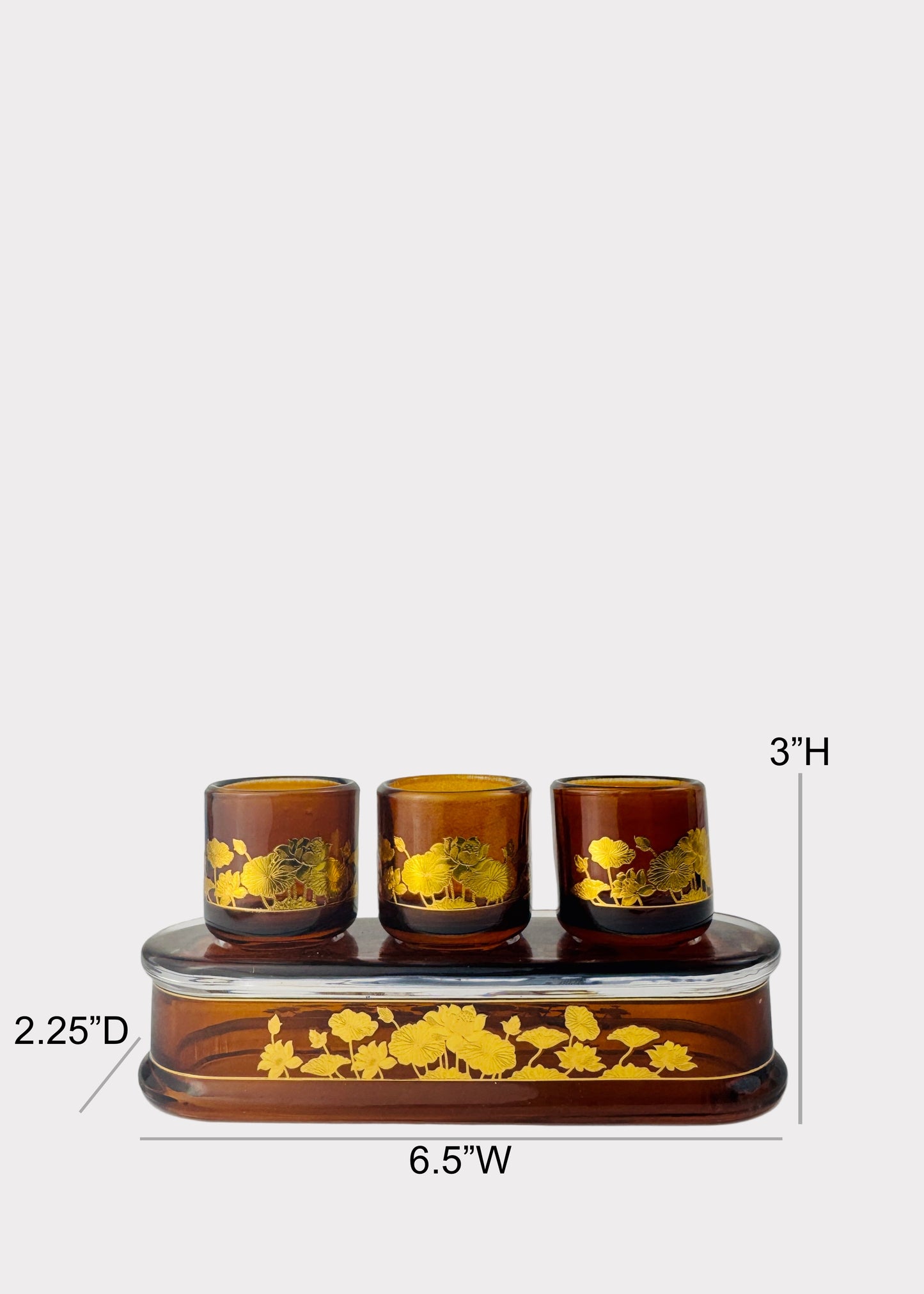 Amber Lotus Altar Cup Set with Tray 3-Cup - Crystal