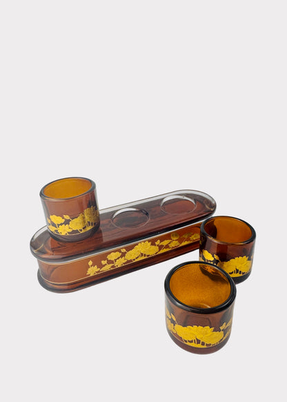 Amber Lotus Altar Cup Set with Tray 3-Cup - Crystal
