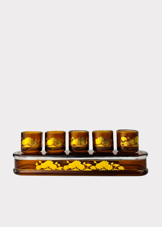 Amber Lotus Altar Cup Set with Tray 5-Cup - Crystal