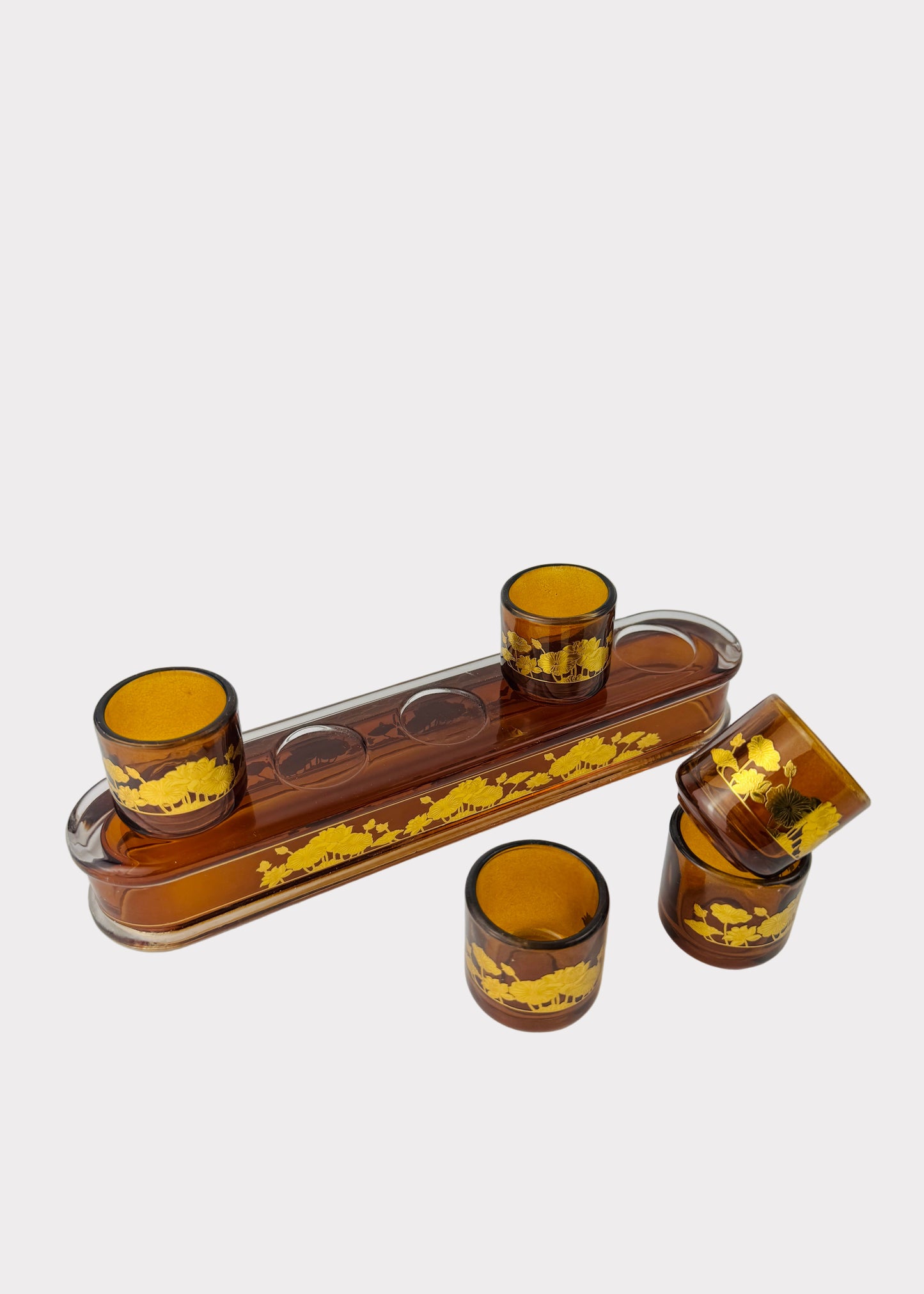 Amber Lotus Altar Cup Set with Tray 5-Cup - Crystal
