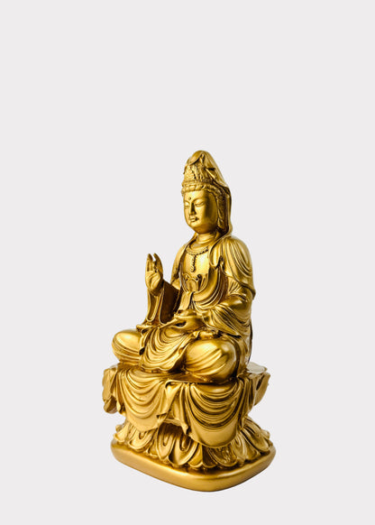 Guan Yin Seated Meditating - Resin Statue