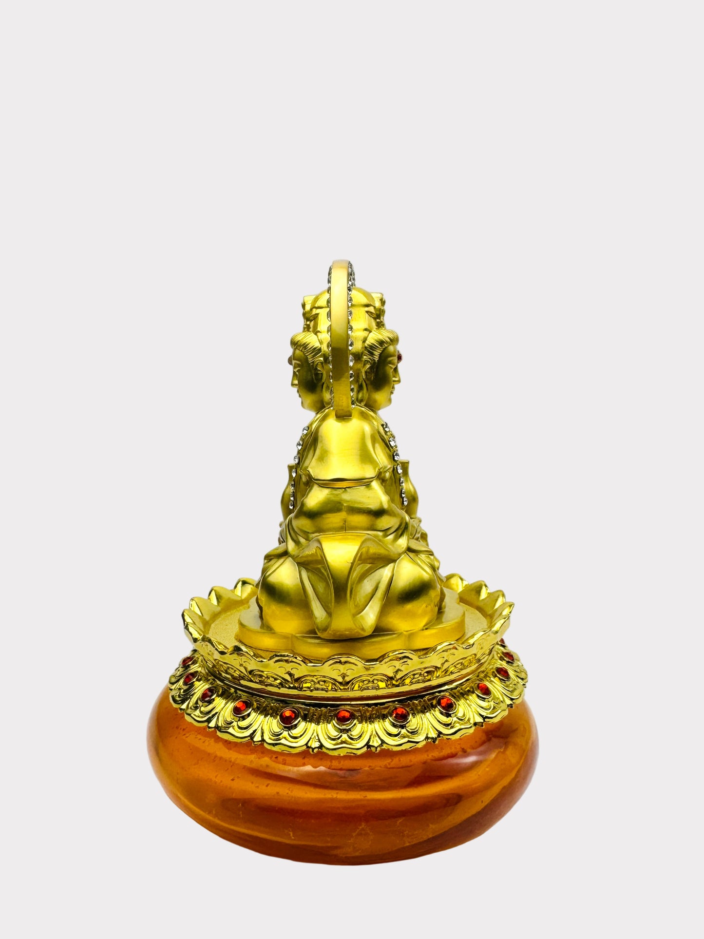 Guan Yin Sun Halo - Aroma Diffuser Statue - Gold Tone with Amber Reservoir