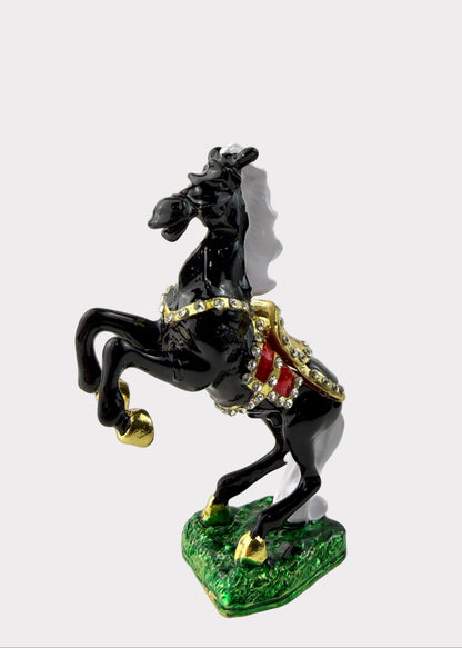 Jumping Horse Trinket Box with Crystals - Feng Shui Wealth Decor