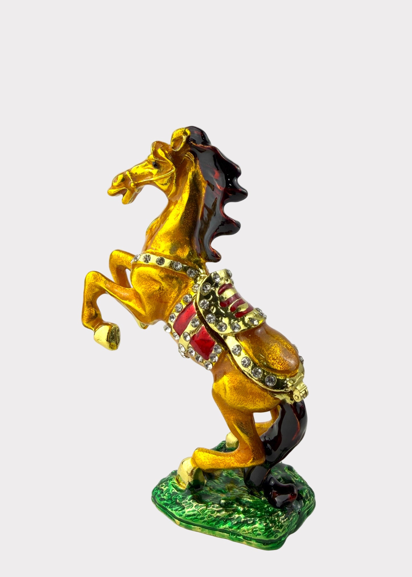 Jumping Horse Trinket Box with Crystals - Feng Shui Wealth Decor