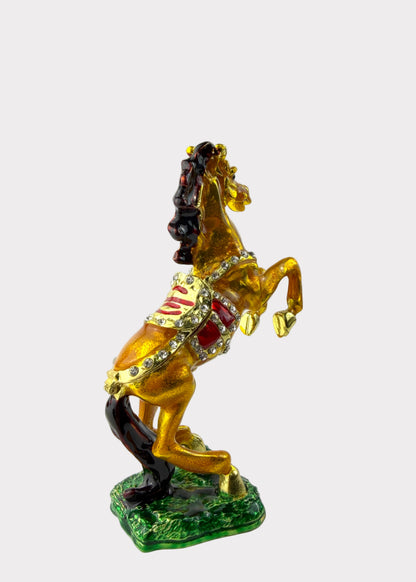 Jumping Horse Trinket Box with Crystals - Feng Shui Wealth Decor
