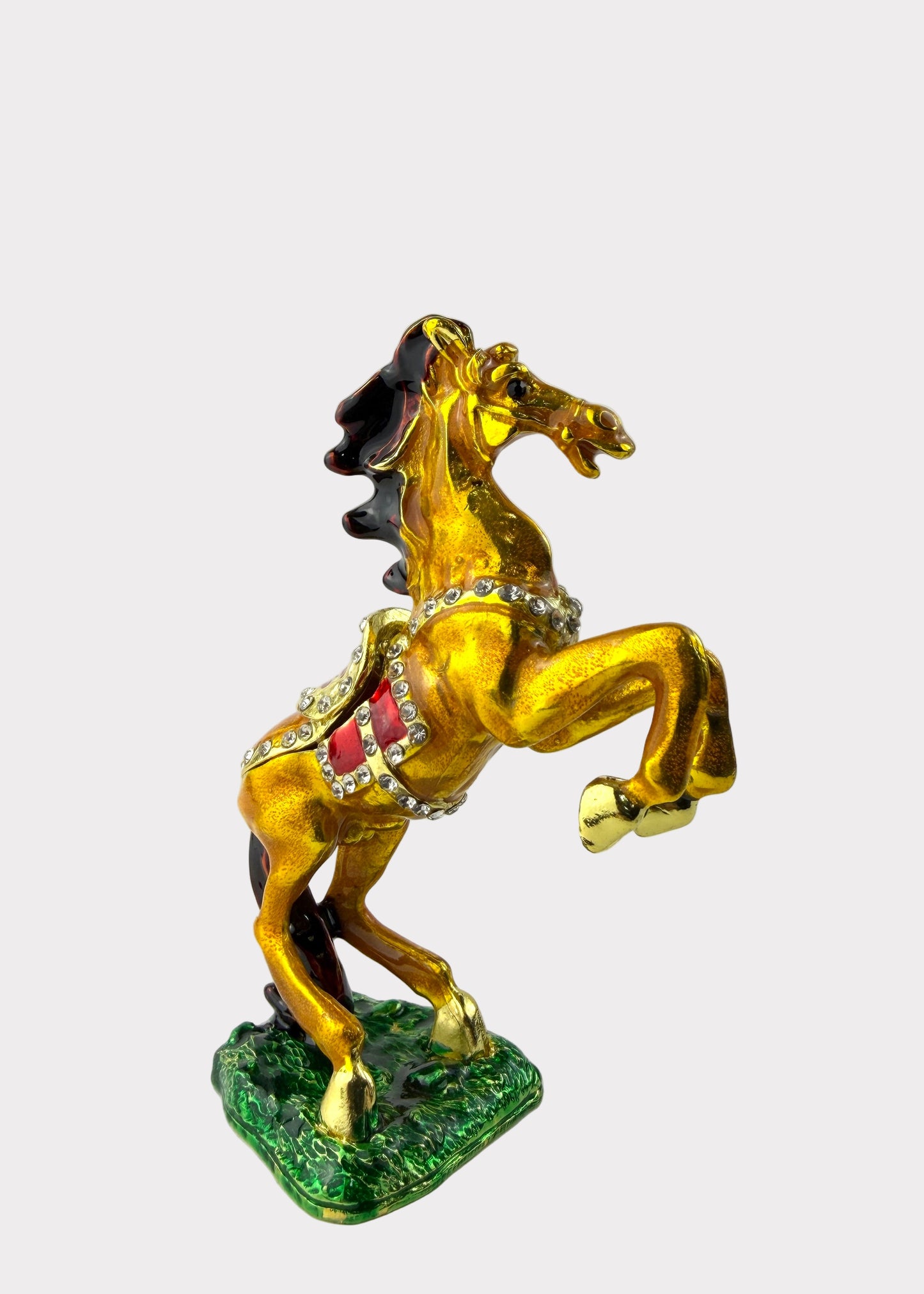 Jumping Horse Trinket Box with Crystals - Feng Shui Wealth Decor