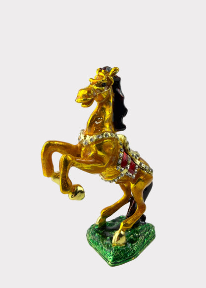 Jumping Horse Trinket Box with Crystals - Feng Shui Wealth Decor