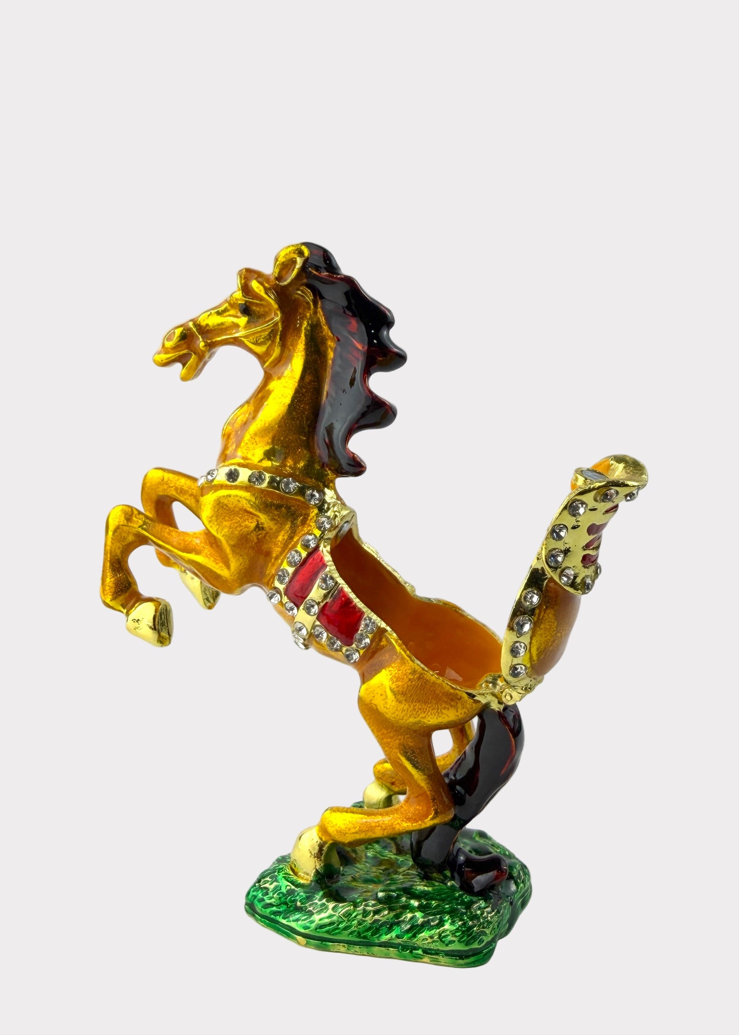 Jumping Horse Trinket Box with Crystals - Feng Shui Wealth Decor