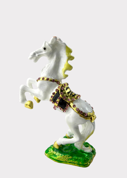 Jumping Horse Trinket Box with Crystals - Feng Shui Wealth Decor