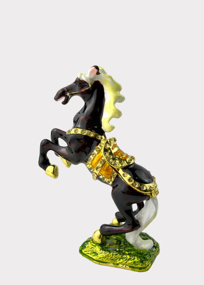 Jumping Horse Trinket Box with Crystals - Feng Shui Wealth Decor