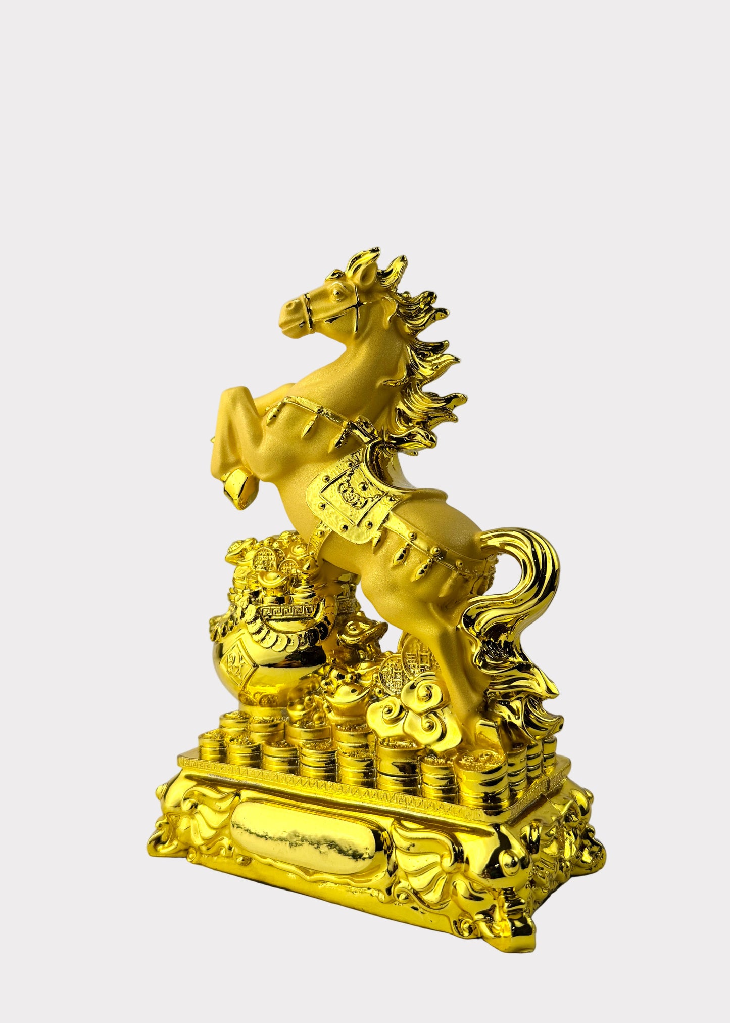 Gold Jumping Horse Wealth Statue - Feng Shui Prosperity Decor