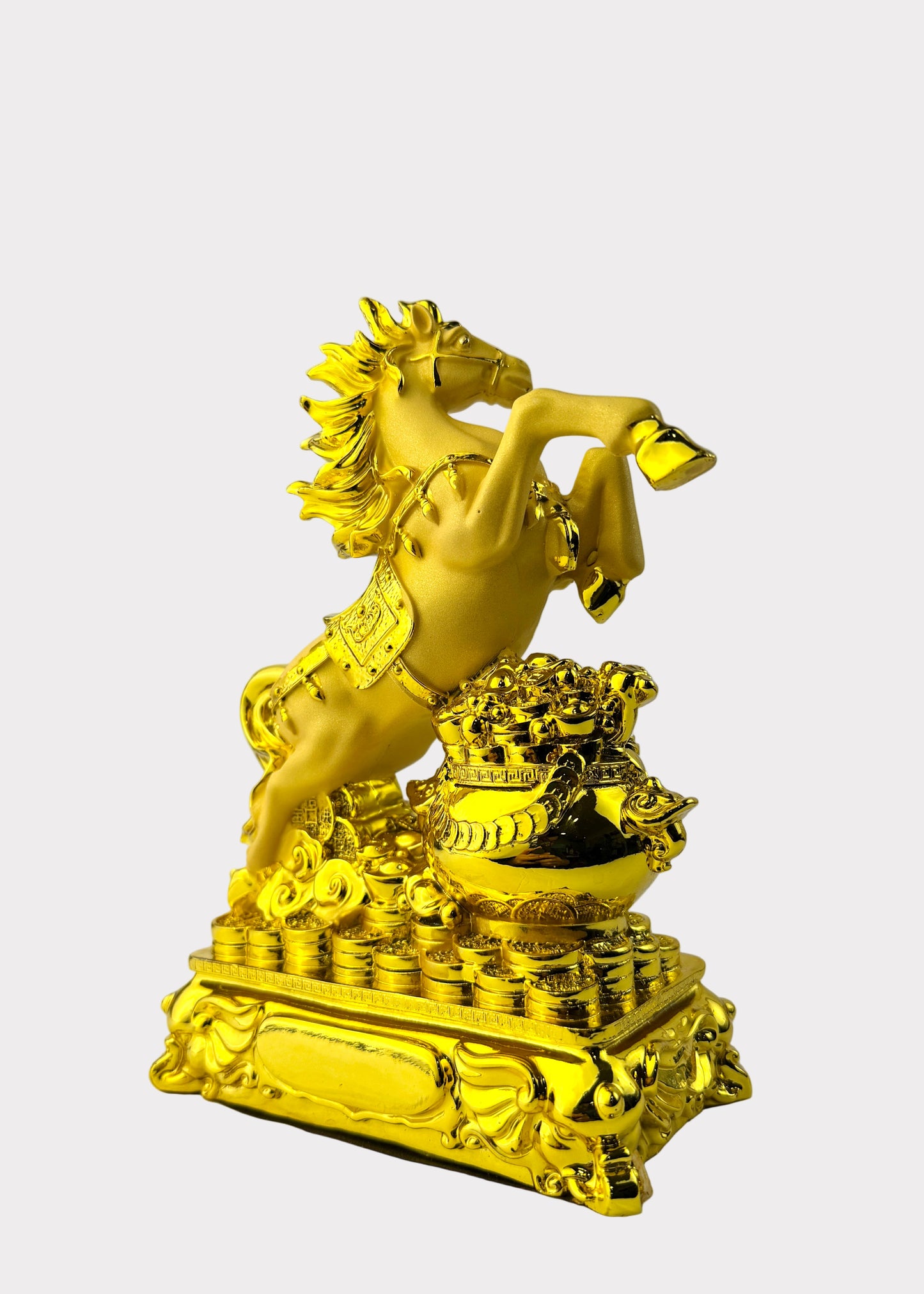 Gold Jumping Horse Wealth Statue - Feng Shui Prosperity Decor
