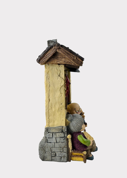 Grandparents Playing Chess  Village House Figurine
