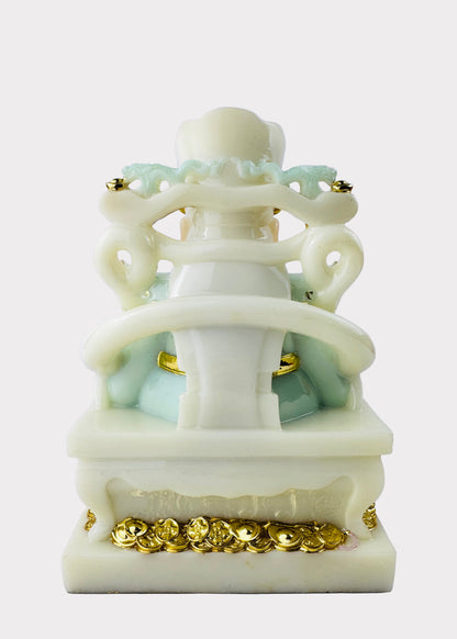 Cai Shen God of Wealth - Seated Statue - Jade-Green/Gold