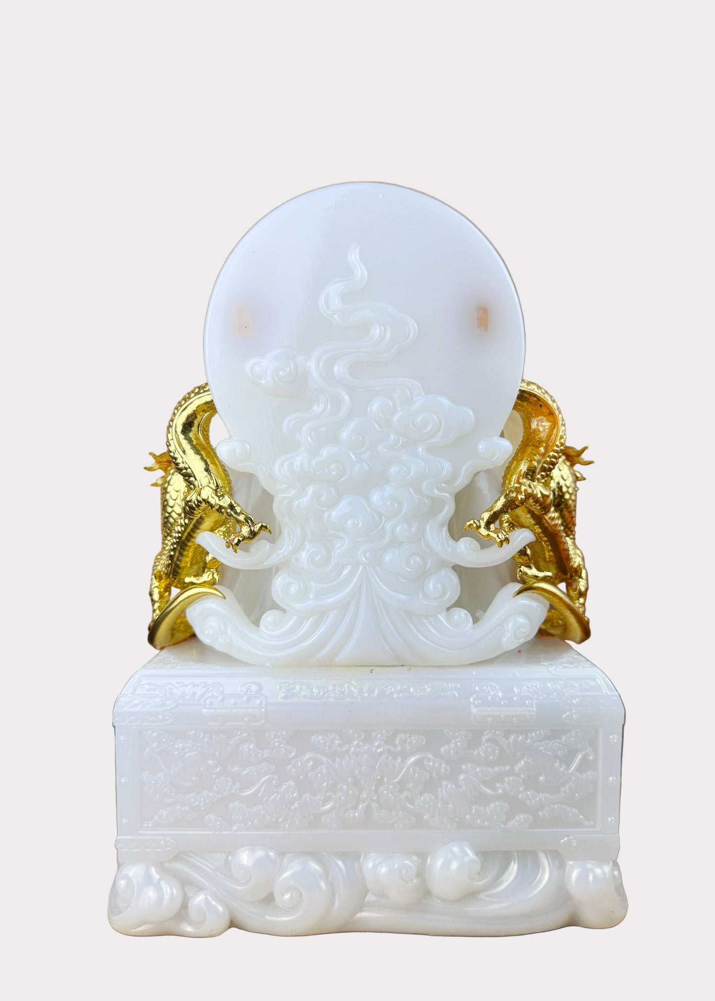 Prosperity Cai Shen - Dragon Throne Statue - Pearl White