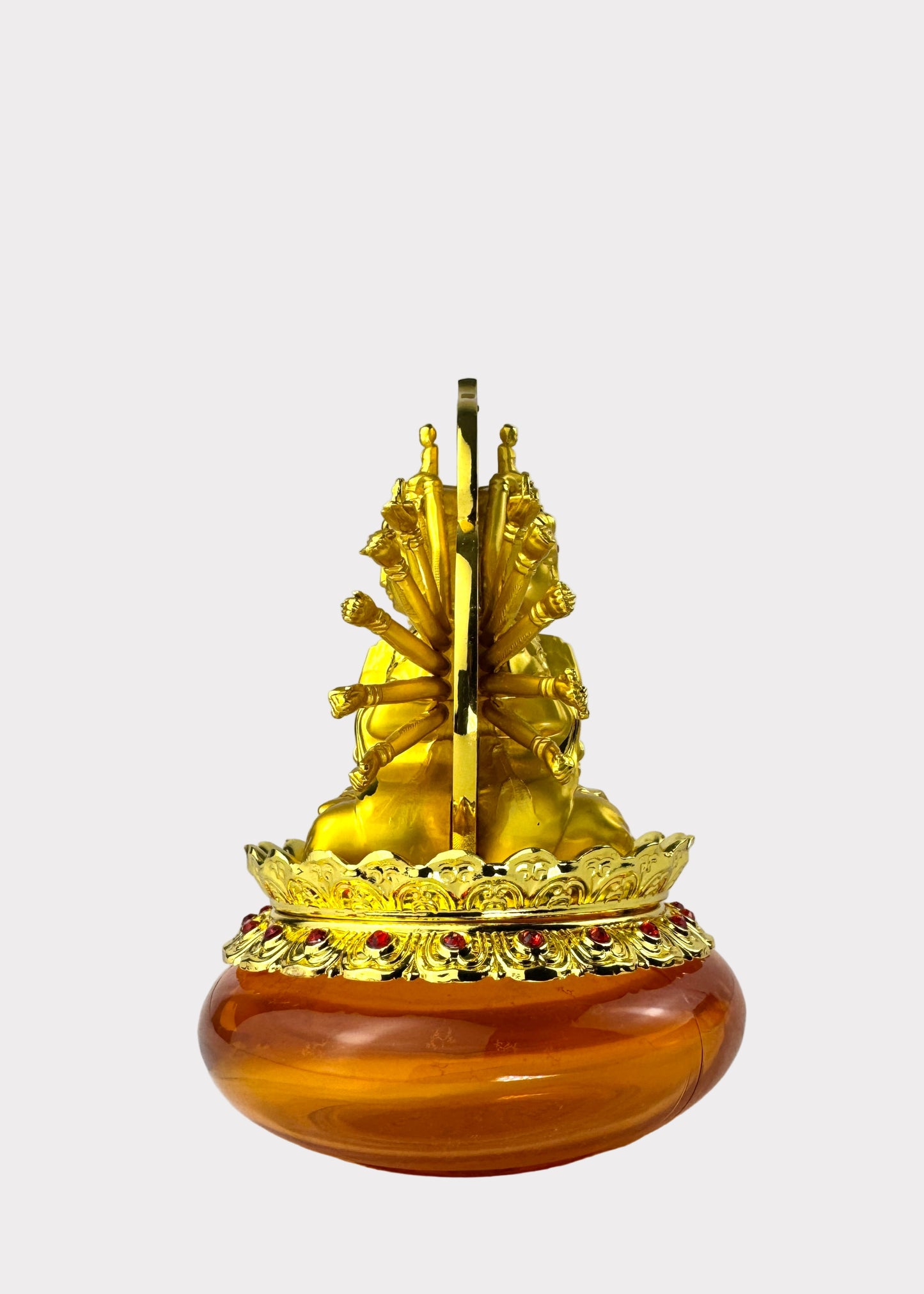 Thousand Hands Guan Yin - Essential Oil Diffuser - Double Sided - Gold Tone with Amber Reservoir