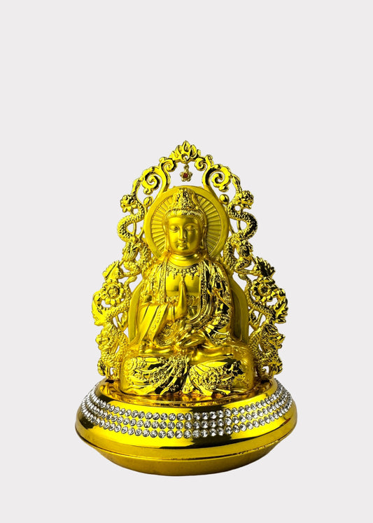 Double Dragon Guan Yin - Essential Oil Diffuser - Double Sided - Gold Tone