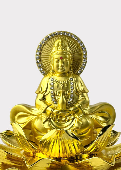 Guan Yin Lotus Base - Essential Oil Diffuser - Double Sided - Gold Tone