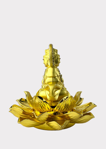 Guan Yin Lotus Base - Essential Oil Diffuser - Double Sided - Gold Tone
