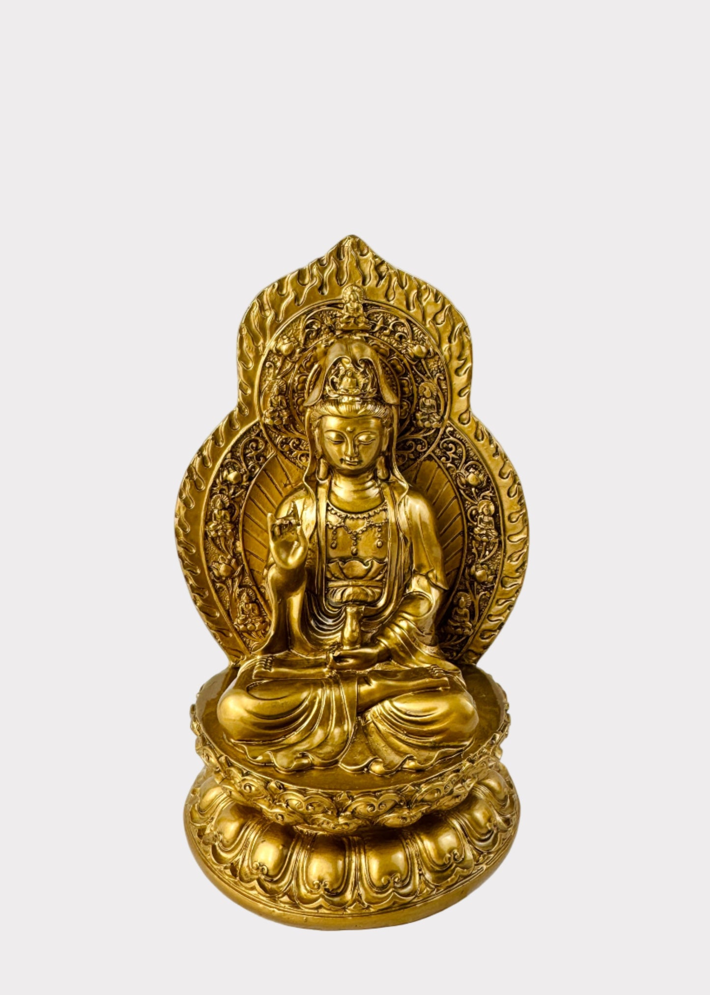 Guan Yin with Mandorla Back - Resin Statue