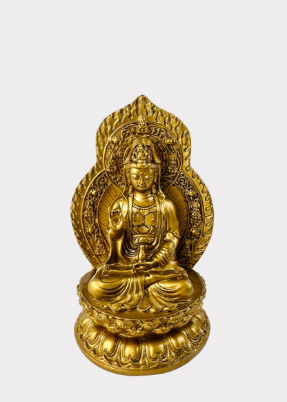 Guan Yin with Mandorla Back - Resin Statue