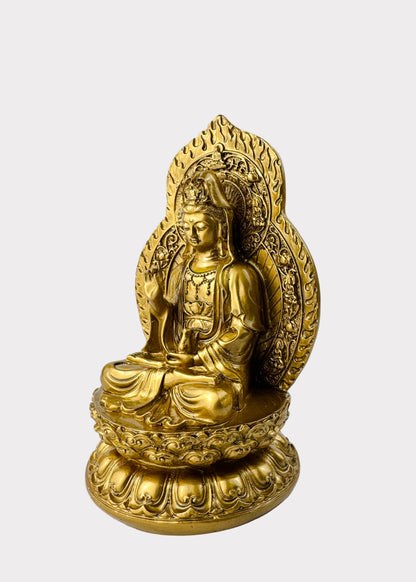 Guan Yin with Mandorla Back - Resin Statue
