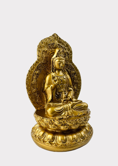 Guan Yin with Mandorla Back - Resin Statue
