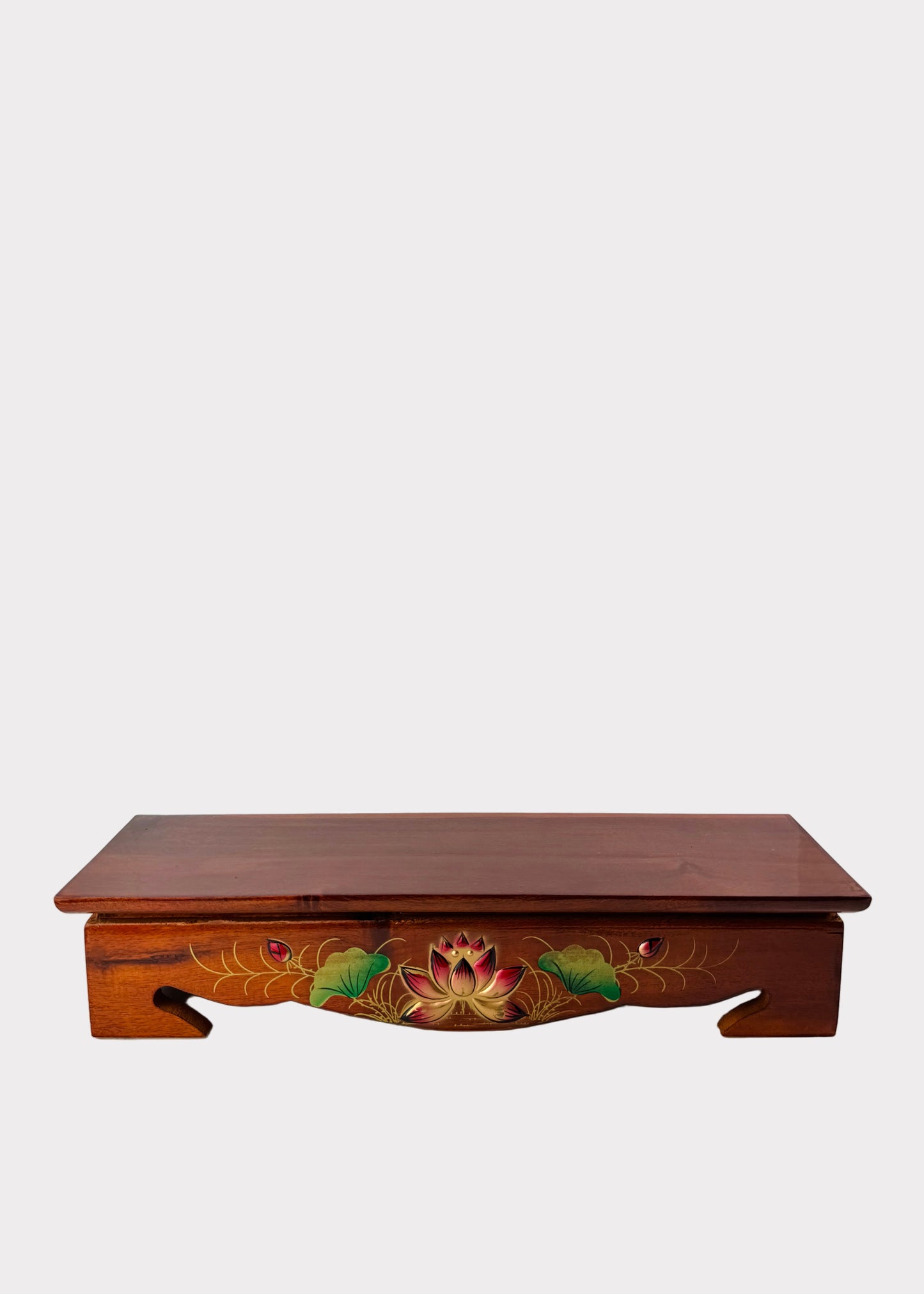 Lotus Wooden Altar Stand – Rectangular Base