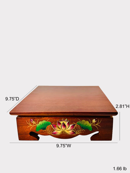 Lotus Wooden Altar Stand – Square Base