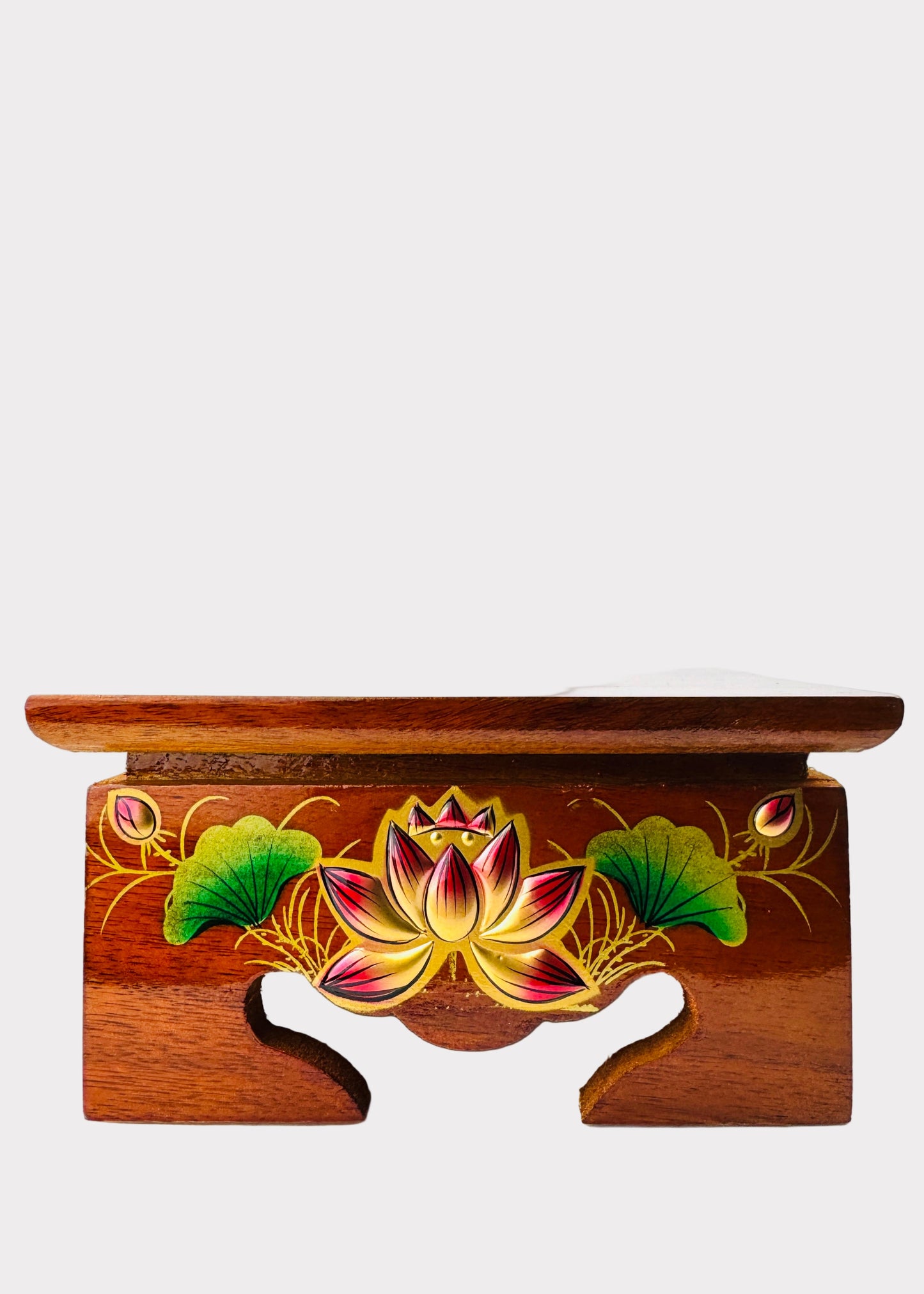 Lotus Wooden Altar Stand – Square Base