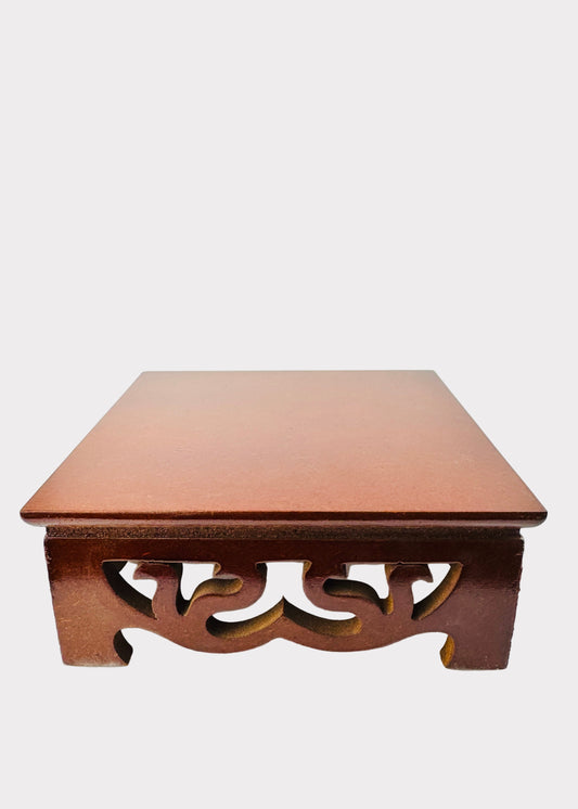 Square Carved Wooden Altar Stand – Cloud Scroll