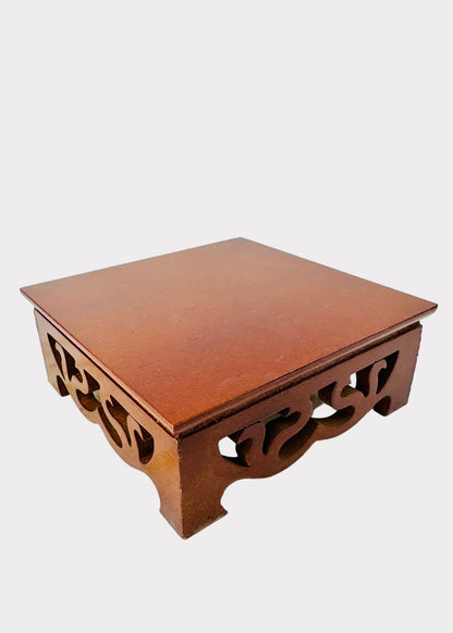 Square Carved Wooden Altar Stand – Cloud Scroll