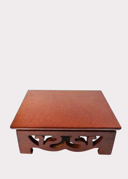 Rectangular Carved Wooden Altar Stand – Cloud Scroll