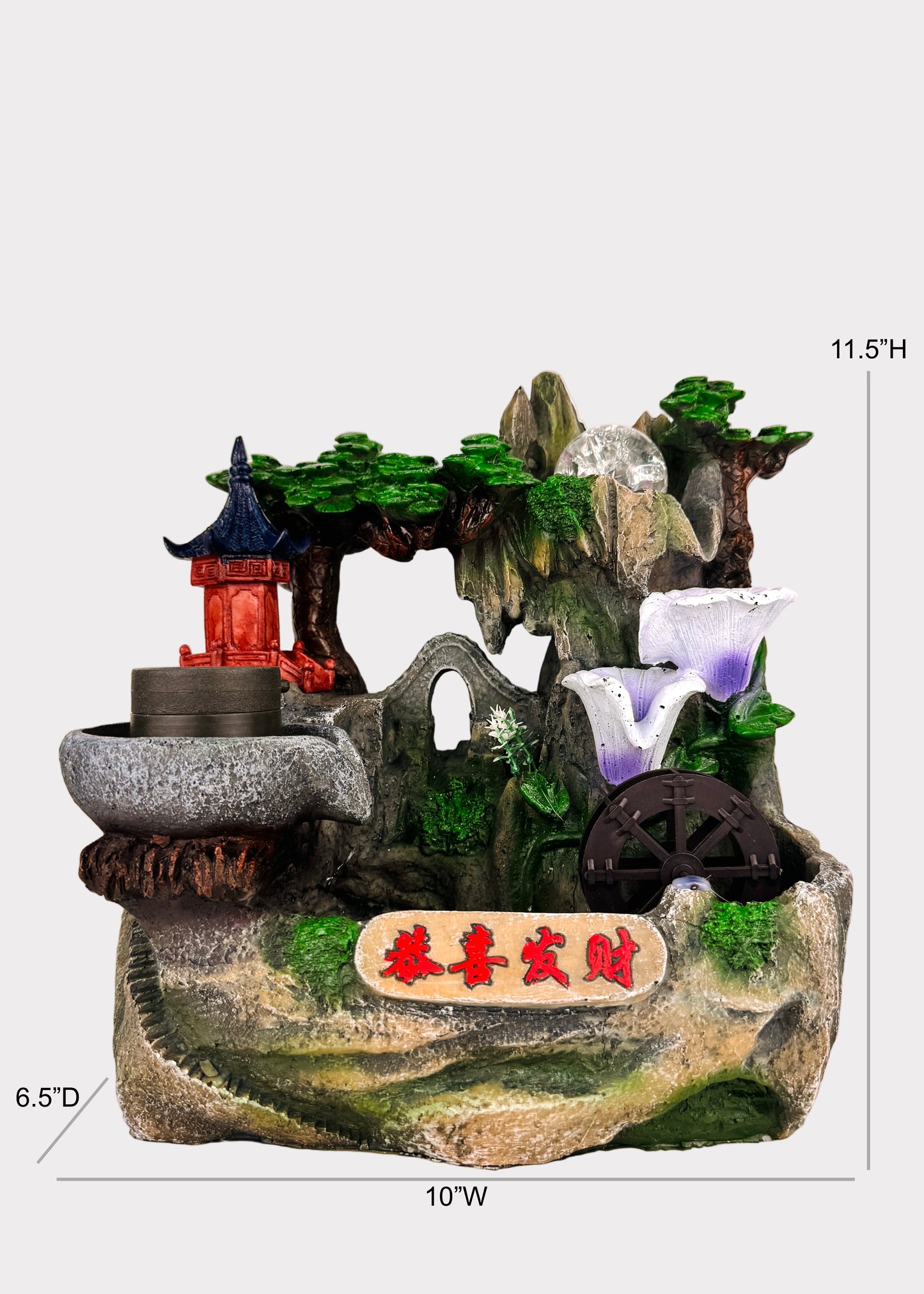 Lily Cascade and Pagoda Mountain Tabletop Fountain