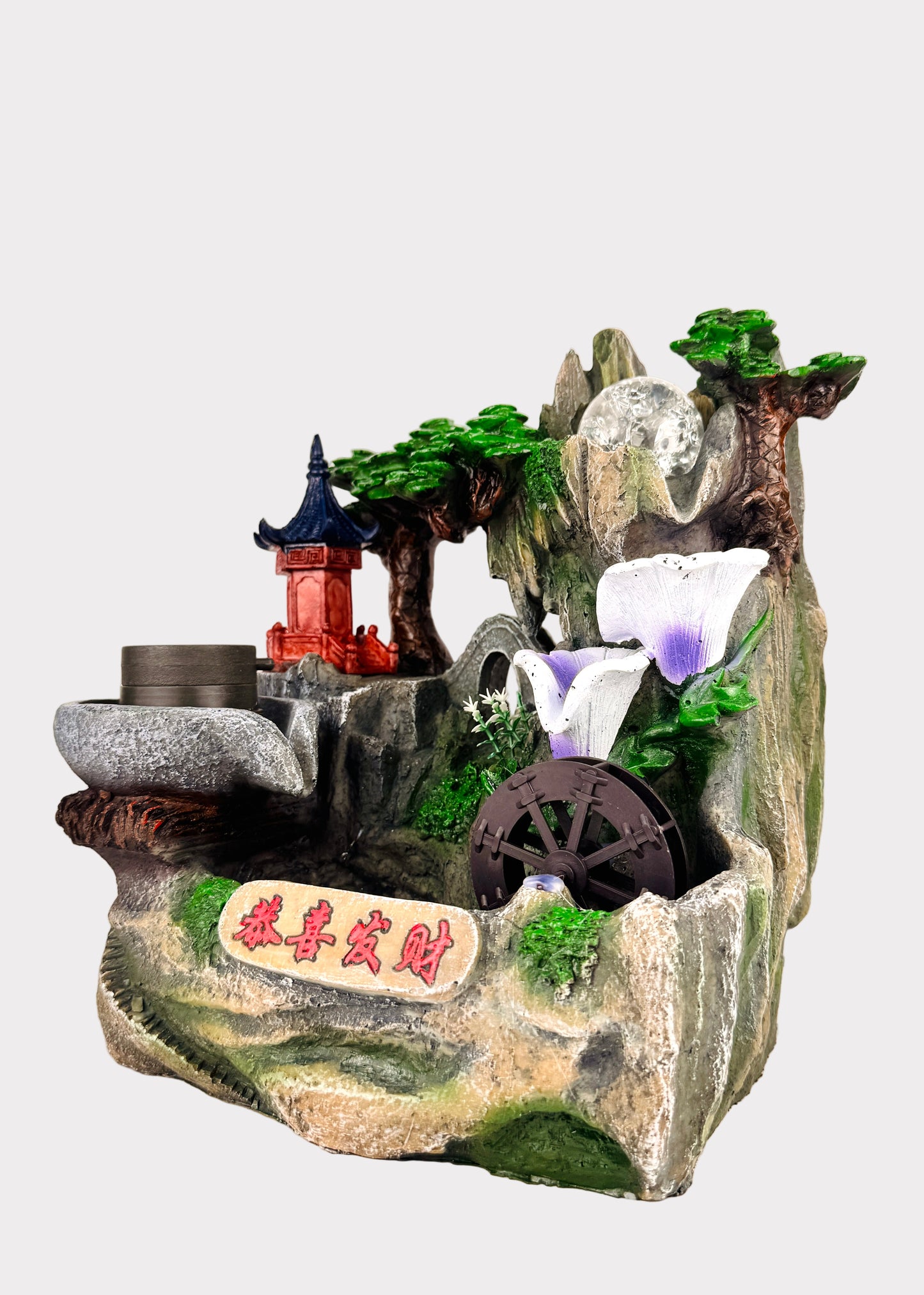 Lily Cascade and Pagoda Mountain Tabletop Fountain