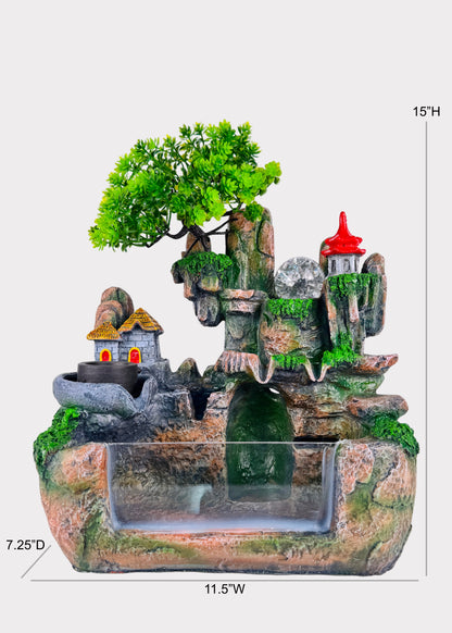 Clear Water Tank Mountain Village Tabletop Fountain