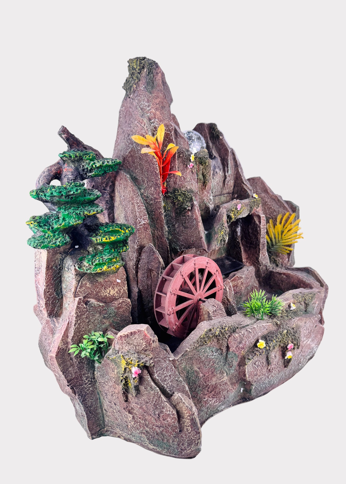 Mountain Rock Tabletop Fountain - LED Crystal Ball - Water Wheel