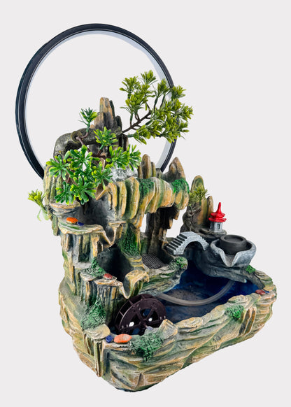 Mountain Pagoda Ring Light Tabletop Fountain