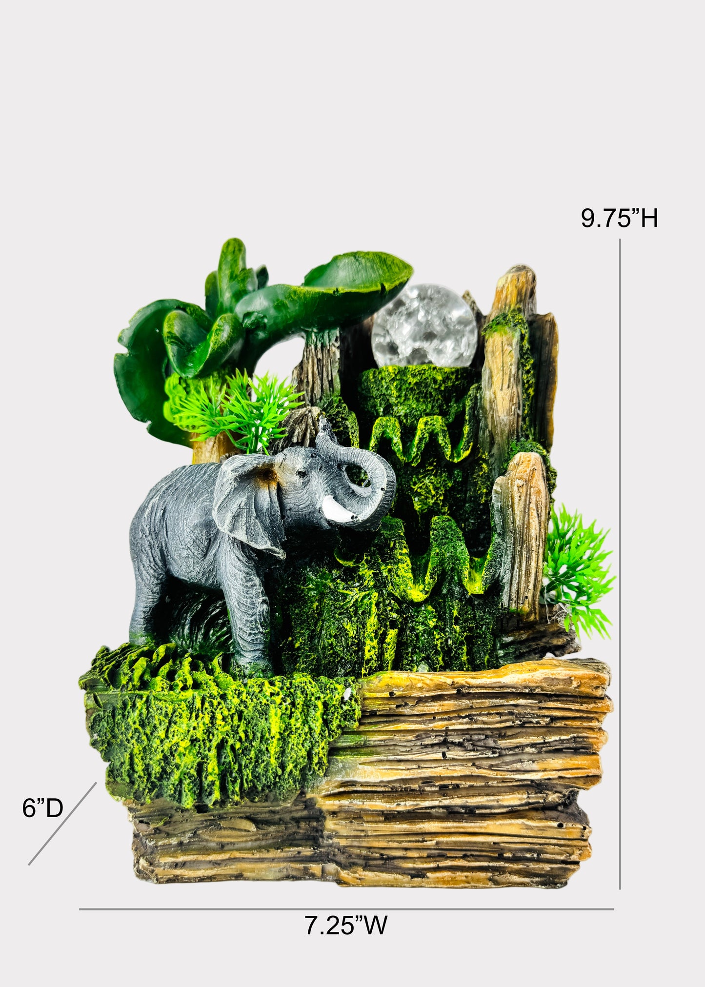 Elephant Crystal Ball Waterfall Fountain