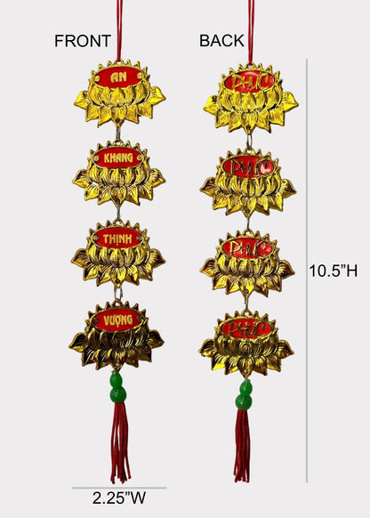 Double-Sided Lucky Lotus Charm - Phúc Blessing Plant & Flower Hanging Decor (5 Count)