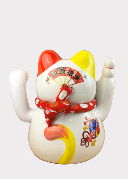 Lucky Money Cat – Treasure Pot –  Porcelain – Battery or AC Powered