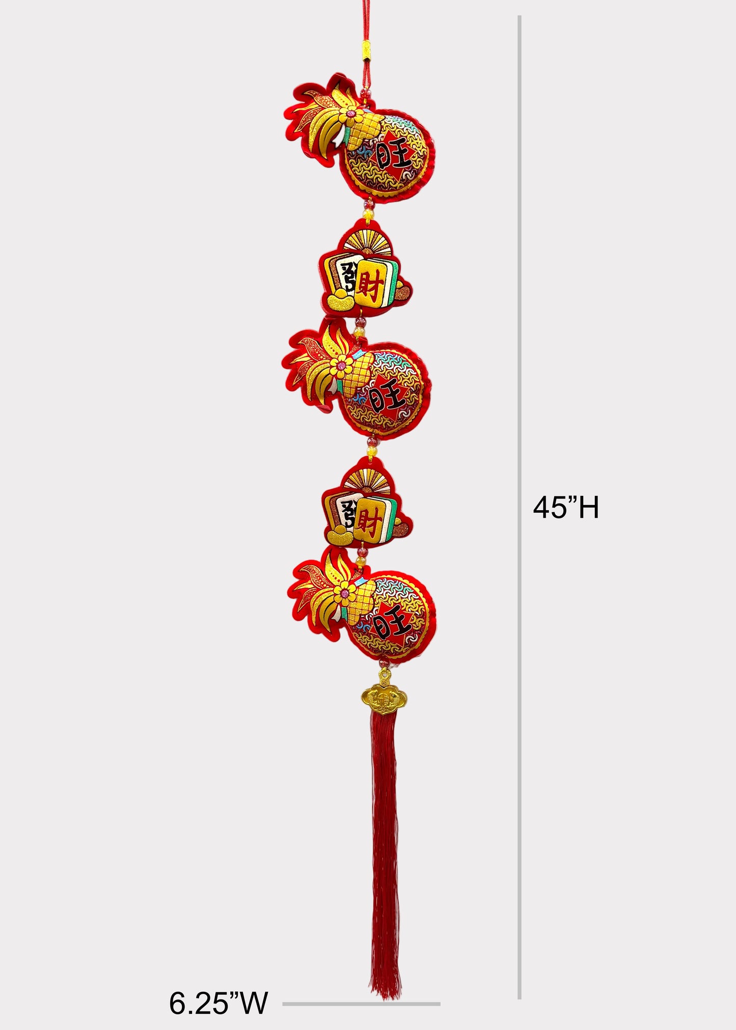 Pineapple Lunar New Year Hanging Decor with Mahjong Wealth Tiles and Tassel