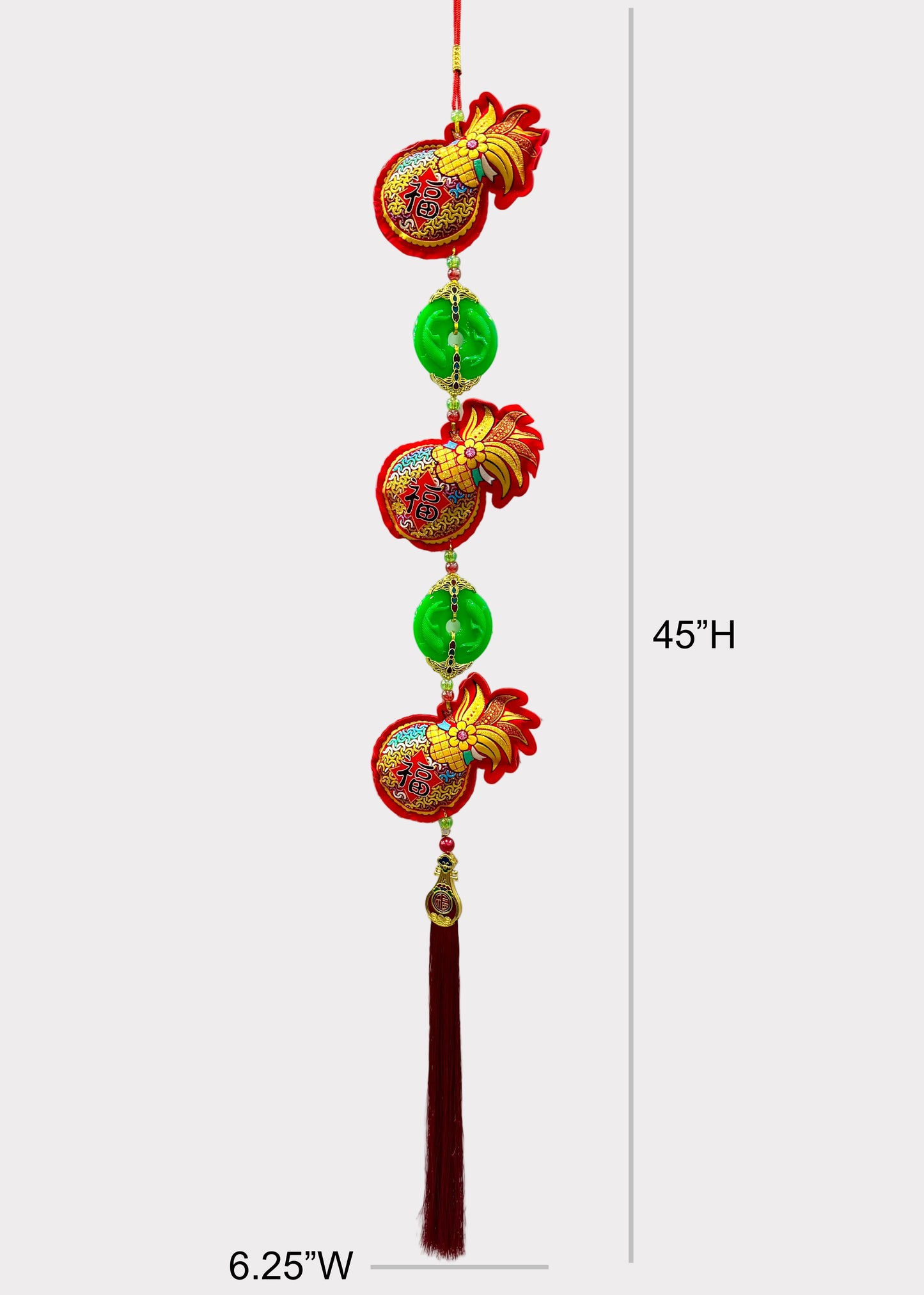 Pineapple Fortune Hanging Lunar New Year Decor with Jade Style Pendants