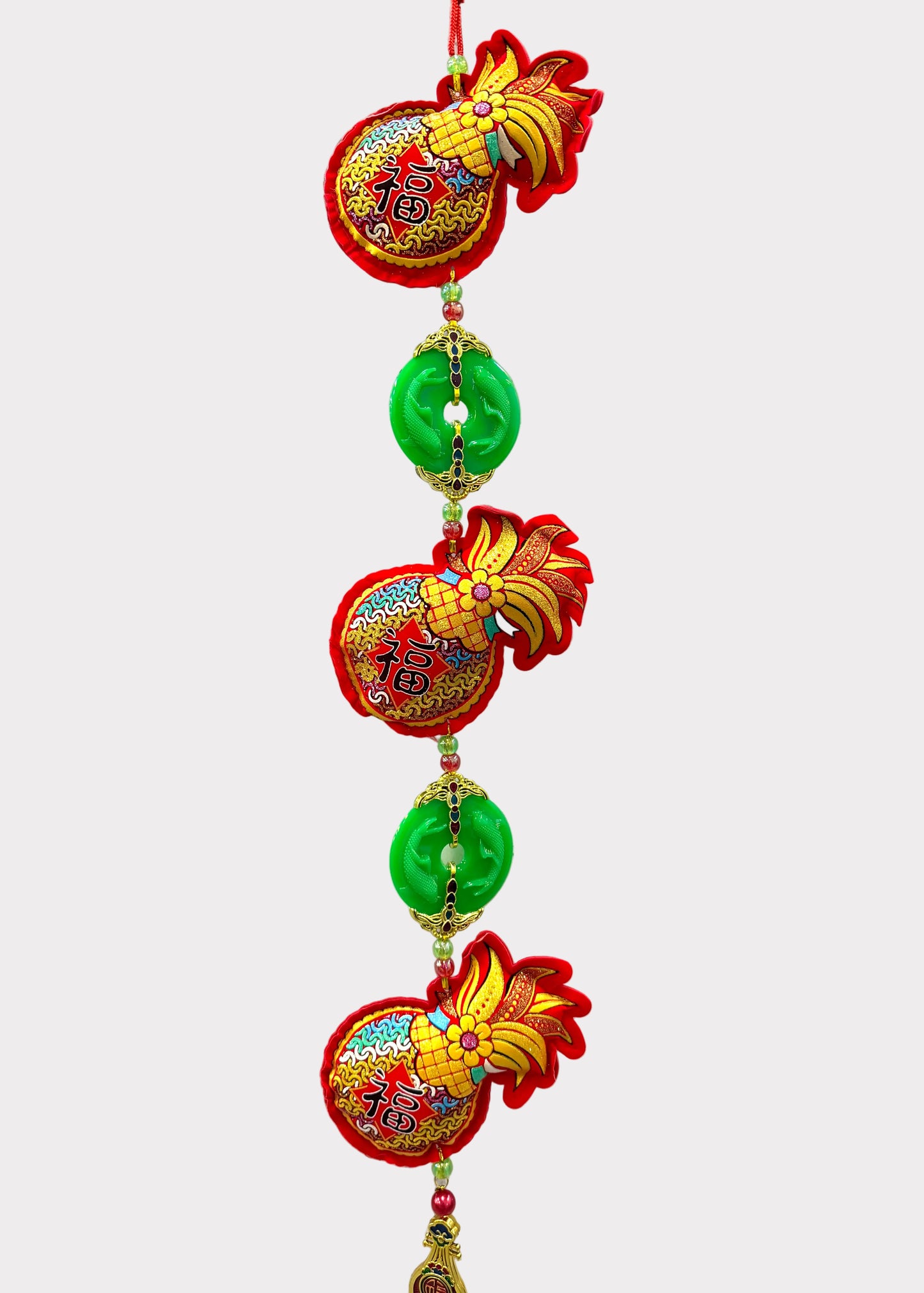 Pineapple Fortune Hanging Lunar New Year Decor with Jade Style Pendants
