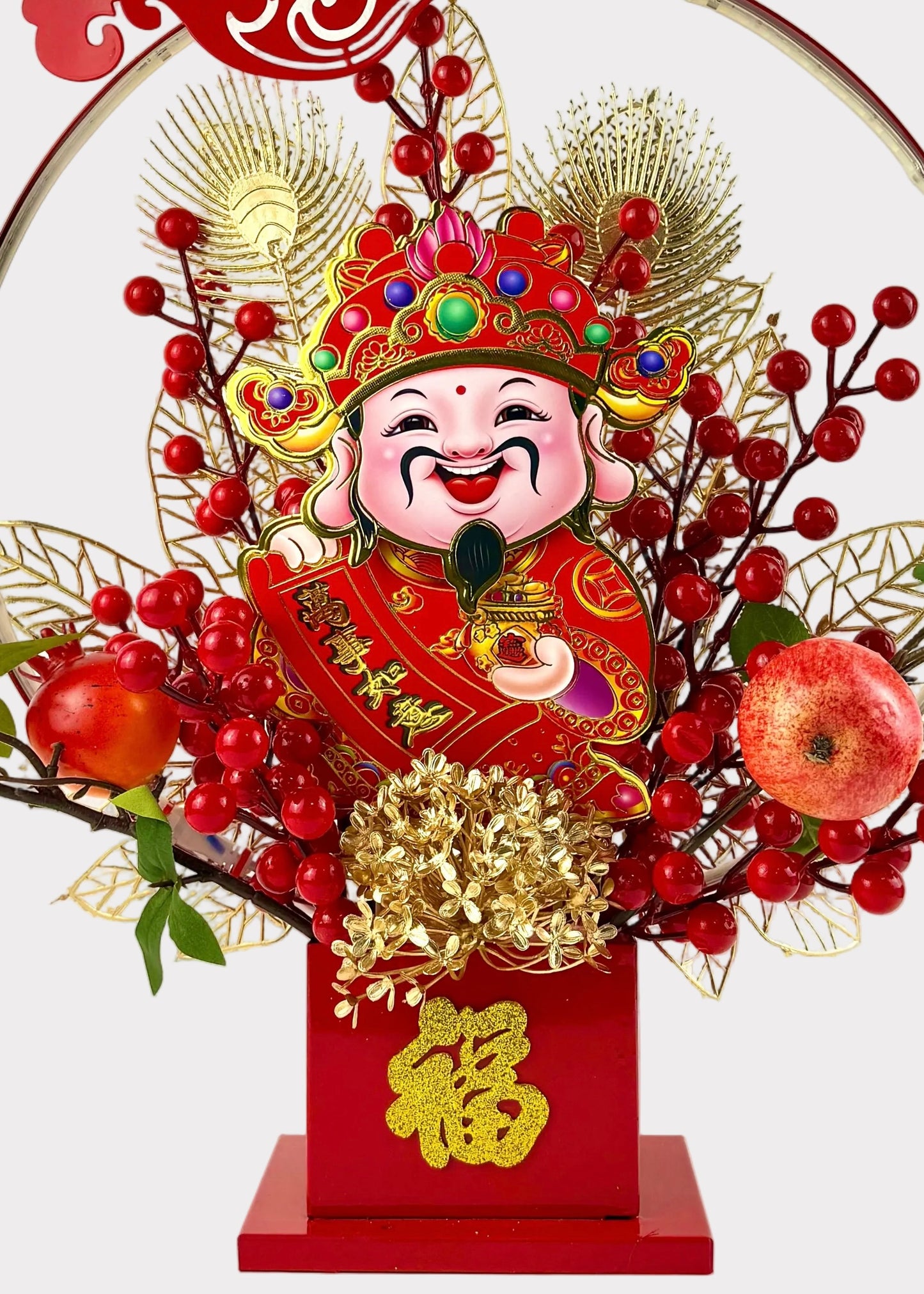 Swaying Wealth God Cai Shen LED Table Decor – Plug In Lunar New Year Fortune Display
